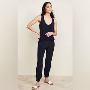 Monrow Black Crepe Basic Scoop Neck Sleeveless Jumpsuit Size Medium